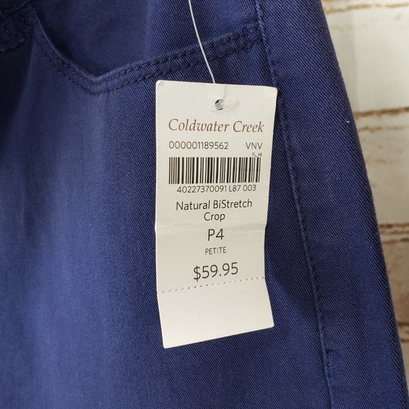 NWT Coldwater Creek Sz P4 Petite Navy Blue Natural Fit Cropped Denim Jeans Pants - Picture 8 of 11
